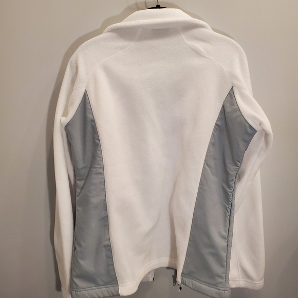 Columbia Fleece Full Zip Jacket White Grey Size L - Picture 3 of 5